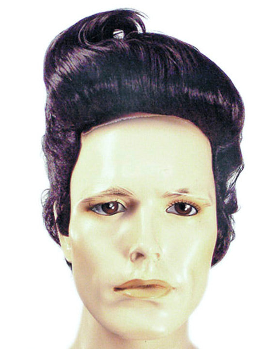 Costume wig, theatre wig, theater wig, mens costume wig, greaser wig, elvis wig, mens 50’s wig, mens 1950’s wig, pompadour wig