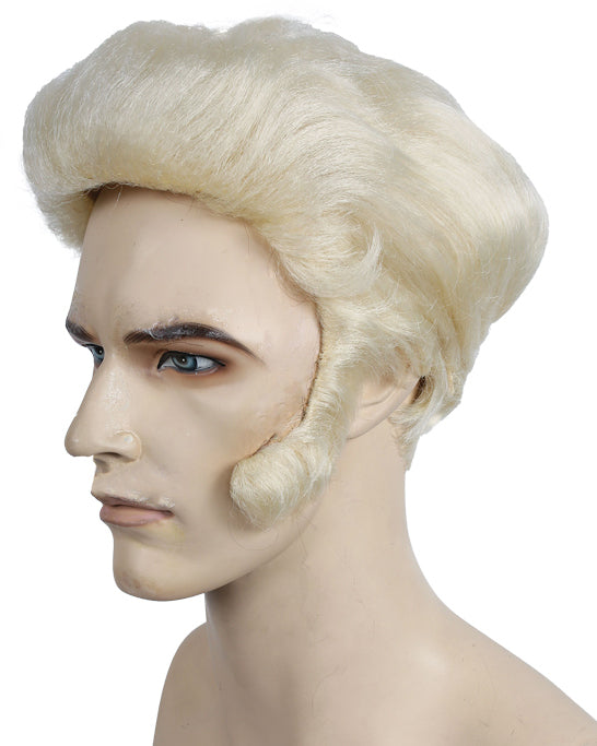 Costume wig, theatre wig, theater wig, mens costume wig, greaser wig, elvis wig, mens 50’s wig, mens 1950’s wig, pompadour wig