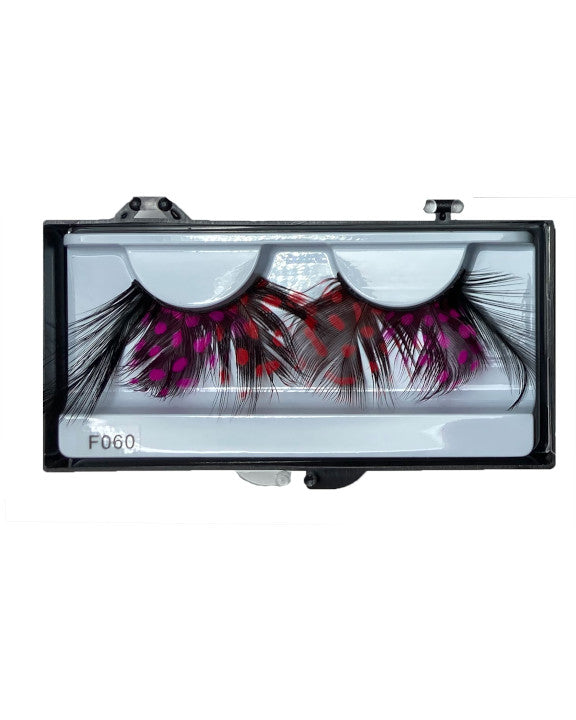 Eyelash Feather Dot Orange/Pink