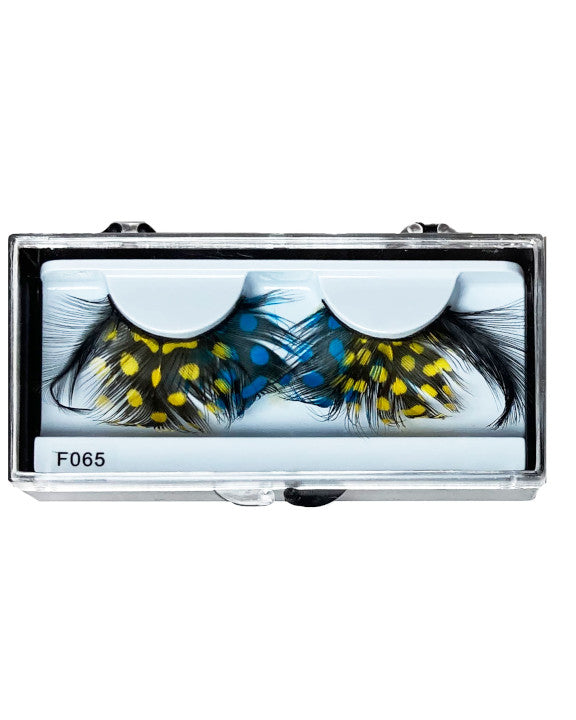 Eyelash Feather Dot Blue/Yellow