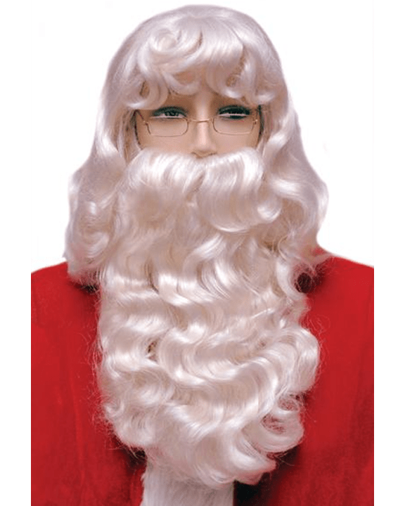 costume santa wig, santa beard, santa wig, santa mustache, santa eyebrows, christmas wigs, st. nicholas wig, st nicholas beard, santa beard set, wig and beard for santa Costume Santa Set Super Deluxe 002ex Extra Large - MaxWigs,