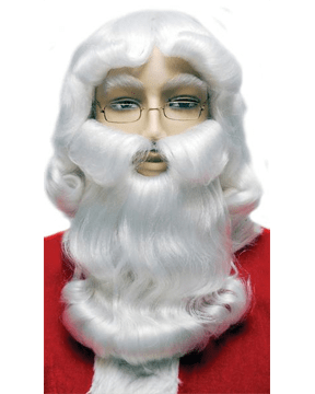 Lacey Costume Santa Claus Set Washable Bargain B303 - MaxWigs, costume santa wig, santa beard, santa wig, santa mustache, santa eyebrows, christmas wigs, st. nicholas wig, st nicholas beard, santa beard set, wig and beard for santa