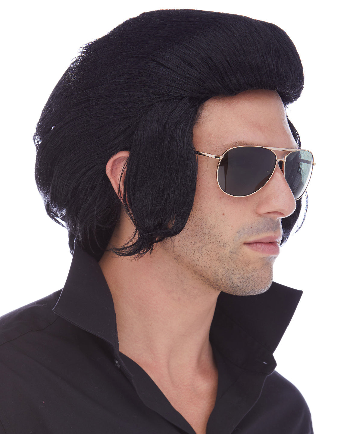 Costume wig, theatre wig, theater wig, mens costume wig, greaser wig, elvis wig, mens 50’s wig, mens 1950’s wig, pompadour wig