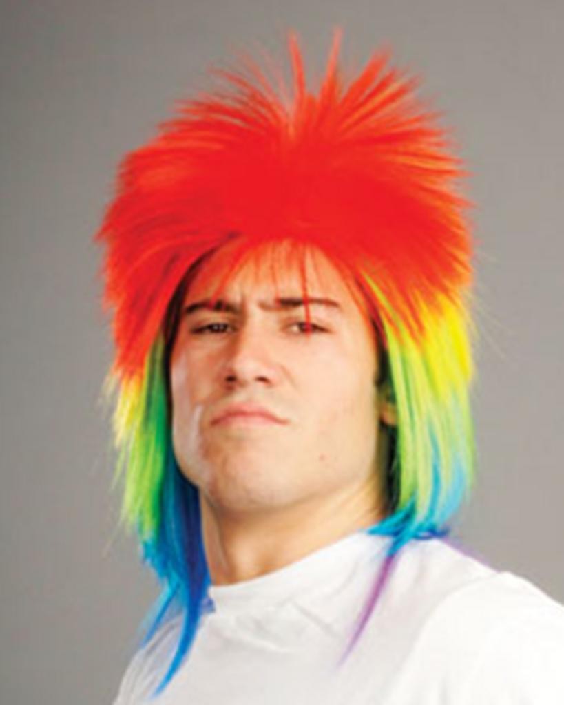 Rainbow Punk Rocker Clown by Enigma Costume Wigs, Costume wigs, anime wigs, cosplay wigs, clown wigs, wigs for clowns Pride wigs, rainbow wigs, pride week wigs, wigs for pride, pride week wigs, 