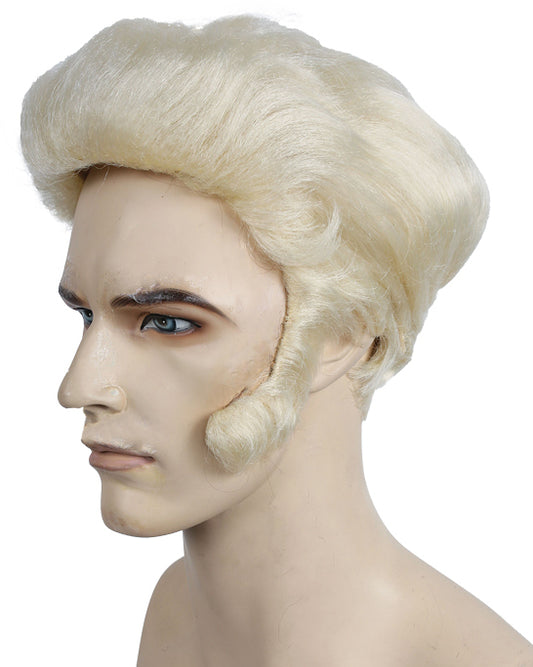 Costume wig, theatre wig, theater wig, mens costume wig, greaser wig, elvis wig, mens 50’s wig, mens 1950’s wig, pompadour wig