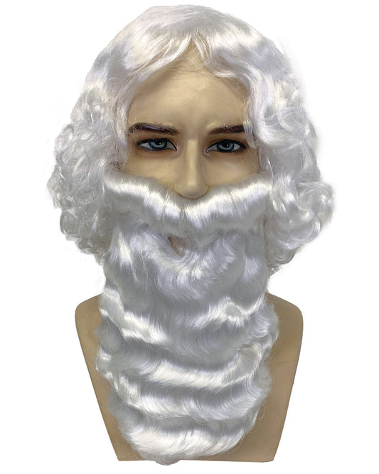 costume santa wig, santa beard, santa wig, santa mustache, santa eyebrows, christmas wigs, st. nicholas wig, st  nicholas beard, santa beard set, wig and beard for santa