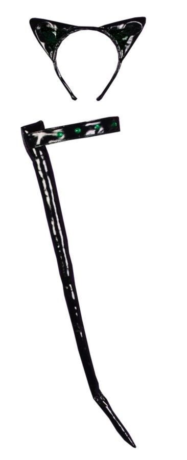 Morris Cat Set Black Leather Like - MaxWigs