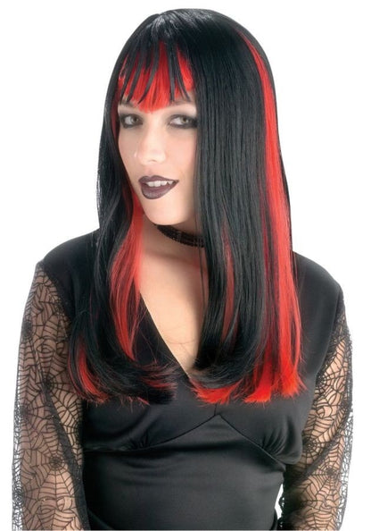 Morris Widow Black Wig W Red - MaxWigs