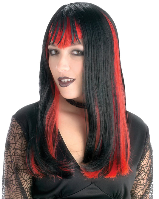 Widow Black Wig W Red