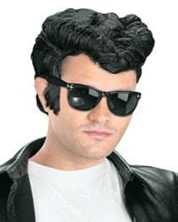 Costume wig, theatre wig, theater wig, mens costume wig, greaser wig, elvis wig, mens 50’s wig, mens 1950’s wig, pompadour wig