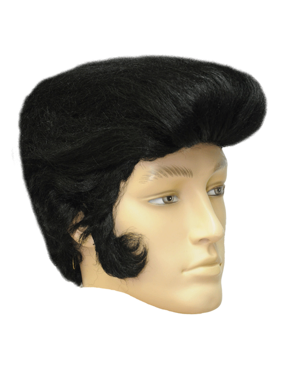 Costume wig, theatre wig, theater wig, mens costume wig, greaser wig, elvis wig, mens 50’s wig, mens 1950’s wig, pompadour wig
