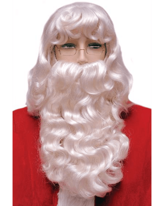 costume santa wig, santa beard, santa wig, santa mustache, santa eyebrows, christmas wigs, st. nicholas wig, st  nicholas beard, santa beard set, wig and beard for santa Costume Santa Set Super Deluxe 002ex Extra Large - MaxWigs, 