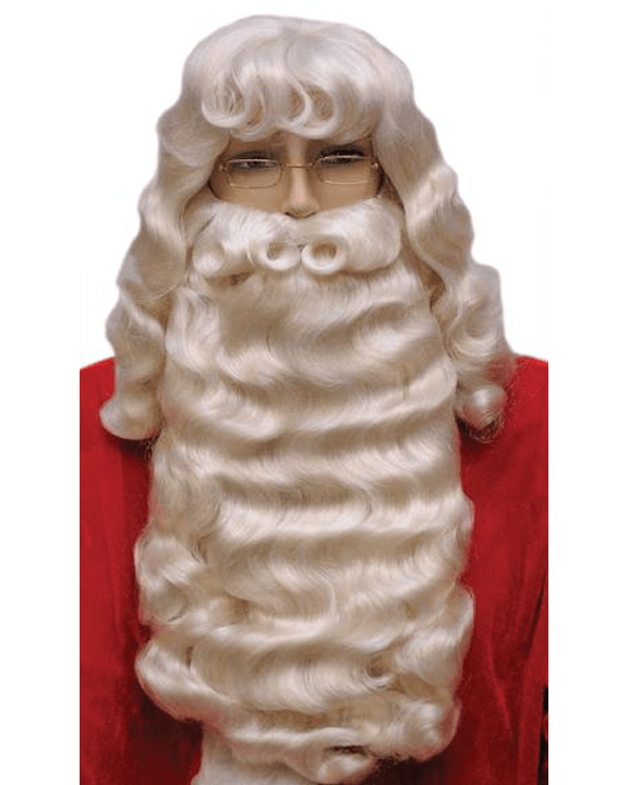 Lacey Costume Santa Set Supreme 004L Extra Large Longer - MaxWigs, costume santa wig, santa beard, santa wig, santa mustache, santa eyebrows, christmas wigs, st. nicholas wig, st  nicholas beard, santa beard set, wig and beard for santa