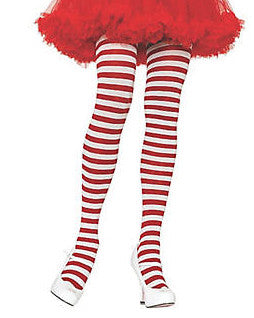 Red & White Striped Women's Tights
