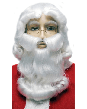 Lacey Costume Santa Claus Set Washable Bargain B303 - MaxWigs, costume santa wig, santa beard, santa wig, santa mustache, santa eyebrows, christmas wigs, st. nicholas wig, st  nicholas beard, santa beard set, wig and beard for santa